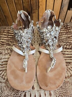 Embellished Jeffrey Campbell T-Strap Gladiator Sandals